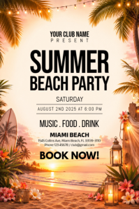 สีขาว Summer Beach Party Plakat Template