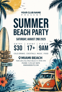 White Summer Beach Party Plakat Template