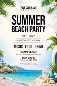White Summer Beach Party Poster Template