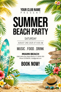 Blanc Summer Beach Party Плакат Template