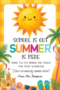 White Joyful Summer Break Announcement Banner 4' × 6' template
