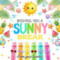 White Joyful Summer Break Greeting Square Квадрат (1 : 1) template