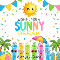 White Joyful Summer Break Square Persegi (1:1) template