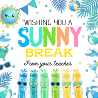 Biały Summer Break Square Template