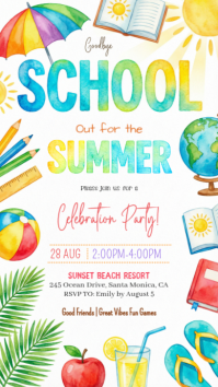 White Joyful Summer Celebration Party Digital Display template