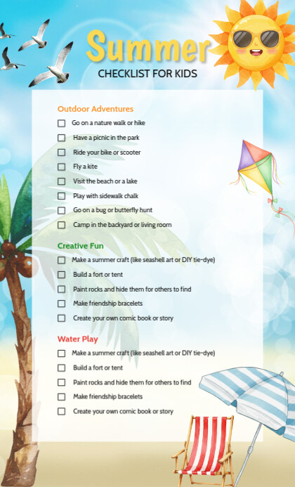 White Joyful Summer Checklist Us Legal template