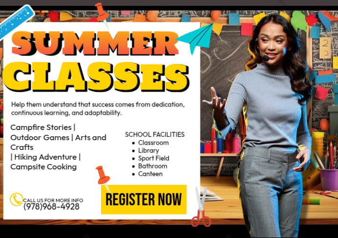 White Joyful Summer Classes A4 Template | PosterMyWall