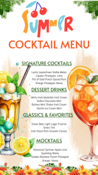 White Joyful summer Cocktail Menu Instagram Story template