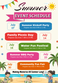 White Joyful Summer Event Schedule A4 template