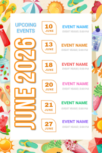 White Joyful Summer Events Poster template