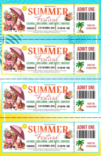 White Joyful Summer Festival entry Ticket Tabloid template