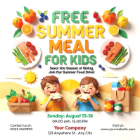 White Joyful Summer Food Drive Square Video 方形(1:1) template