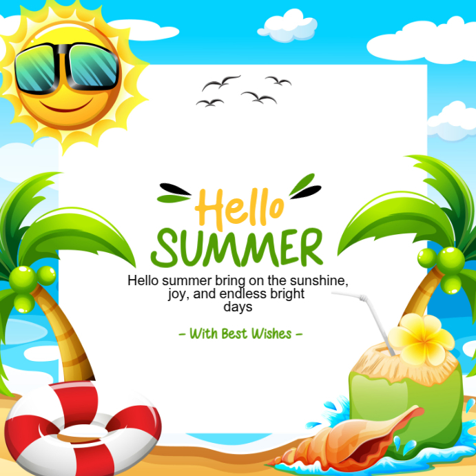 White Joyful Summer Greetings Instagram Post Template | PosterMyWall