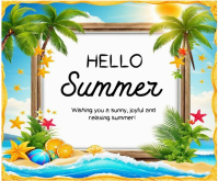 White Joyful Summer Greetings Medium Rectangle Средний прямоугольник template