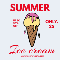 White Summer Ice Cream Promotion Instagram Post Template