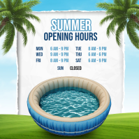 White Summer Opening Hours Instagram Post Template
