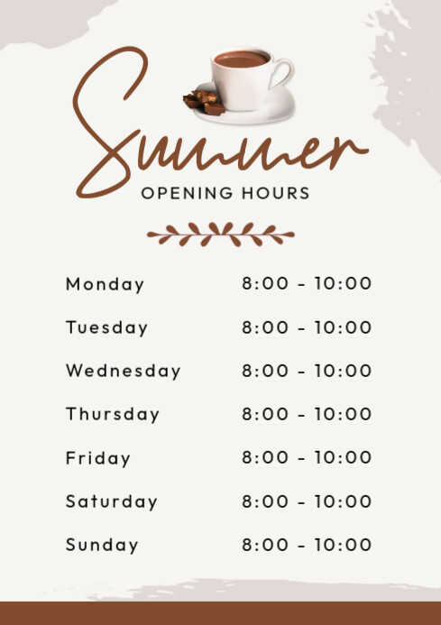 Summer Opening Hours Design 2025