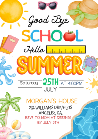 White Joyful Summer Party A4 template