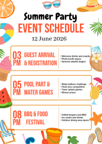 Biały Summer Party Event Schedule A4 Template