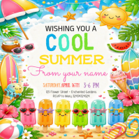 White Joyful Summer Party Invitation Instagram Post template