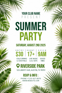 White Joyful Summer Party Poster 海报 template