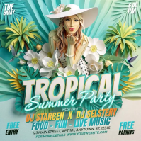 White Joyful Summer Party Square Video Квадрат (1 : 1) template