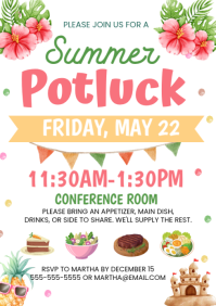 White Joyful Summer Potluck A4 template