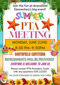 White Joyful Summer PTA Meeting invitation A4 template