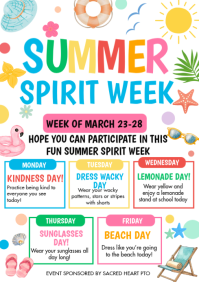 White Joyful Summer Spirit Week A4 template