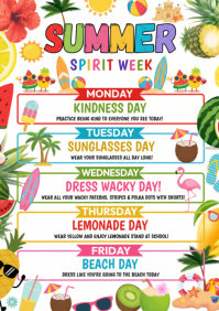White Joyful Summer Spirit Week A4 template