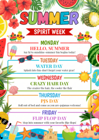 White Joyful Summer Spirit Week A4 template