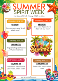 White Joyful Summer Spirit Week A6 template