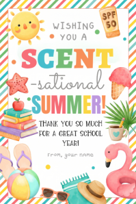 White Joyful Summer Thank You Banner 4' × 6' template