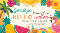 White Joyful Summer Vacation Digital Display Ekran reklamowy (16:9) template