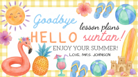 White Joyful Summer Vacation Digital Display 数字显示屏 (16:9) template