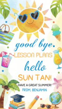 White Joyful Summer Vacation Gift Tag Business Card template