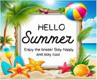 White Joyful Summer Vacation Medium Rectangle Rettangolo medio template