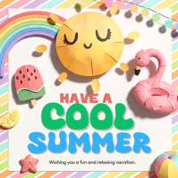 White Joyful Summer Vacation Square Video Quadrat (1:1) template