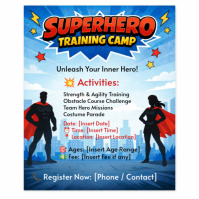White Joyful Superhero Training Camp Album Cover Ikhava ye-Albhamu template