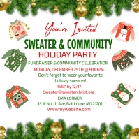 White Joyful Sweater Holiday Party Instagram Post Instagram-Beitrag template