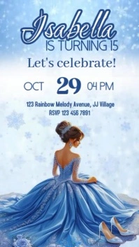 White Joyful Sweet 15 Invitation Instagram Story template