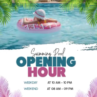สีขาว Swimming Pool Opening Hours Instagram Post Template