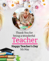 White Joyful Teacher's Day  Instagram Portrait template