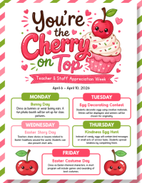 White Joyful Teacher & Staff Appreciation Week Flyer Pamflet (Letter AS) template