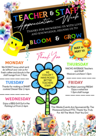 White Teacher and Staff Appreciation Week A6 Template