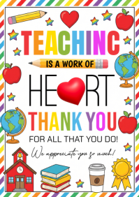 White Teacher Appreciation A4 Template