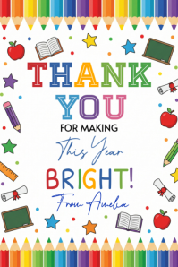 White Joyful Teacher Appreciation Banner 4' × 6' template