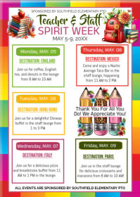 White Joyful Teacher Appreciation spirit Week A6 template