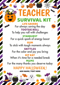 Hvid Halloween Teacher Survival Kit A6 Template