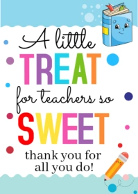 White Joyful Teacher Treat Sign A6 template